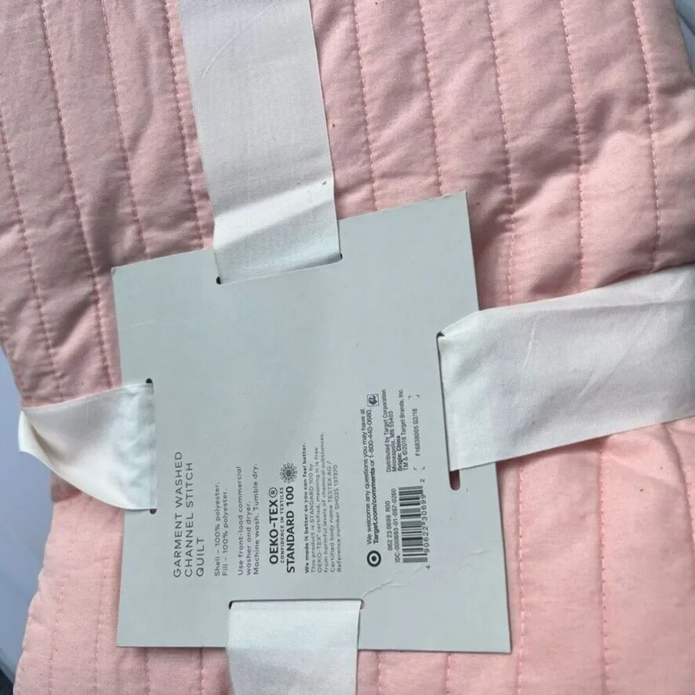 Project 62 Garment Washed Channel Stitch Quilt Pink Twin / XL Twin NEW